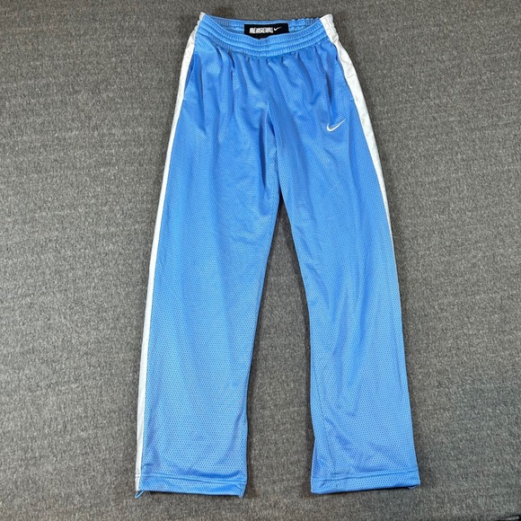VTG Y2K Nike Basketball Athletic Pants Womens Small Mesh Blue Striped Fits 27x28 - Picture 1 of 5